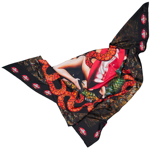 streetart-silk-scarf-new-york-by-mocomoco-berlin-artist-collagism-scarf-with-collage-in-memory-of-alexander-mcqueen-scarf-lying-folded in-bird-wing-shape-2