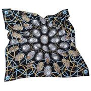 street-art-silk-scarf-by mocomoco-berlin-motif-london-artist-uberfubs-motif-sculls-and-jewellery-black-gold-silver-140x140cm